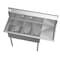 Koolmore 3 Compartment Stainless Steel Commercial Kitchen Sink with Drainboard - Bowl Size 10" x 14" x 10" SC101410-12R3 - alternate 3